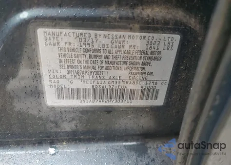 2017 Nissan Sentra S from USA, damaged, VIN 3N1AB7AP2HY303711